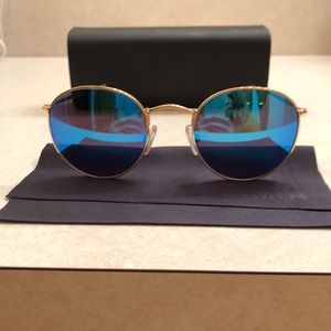 MVMT Blue Mirrored Round Sunglasses